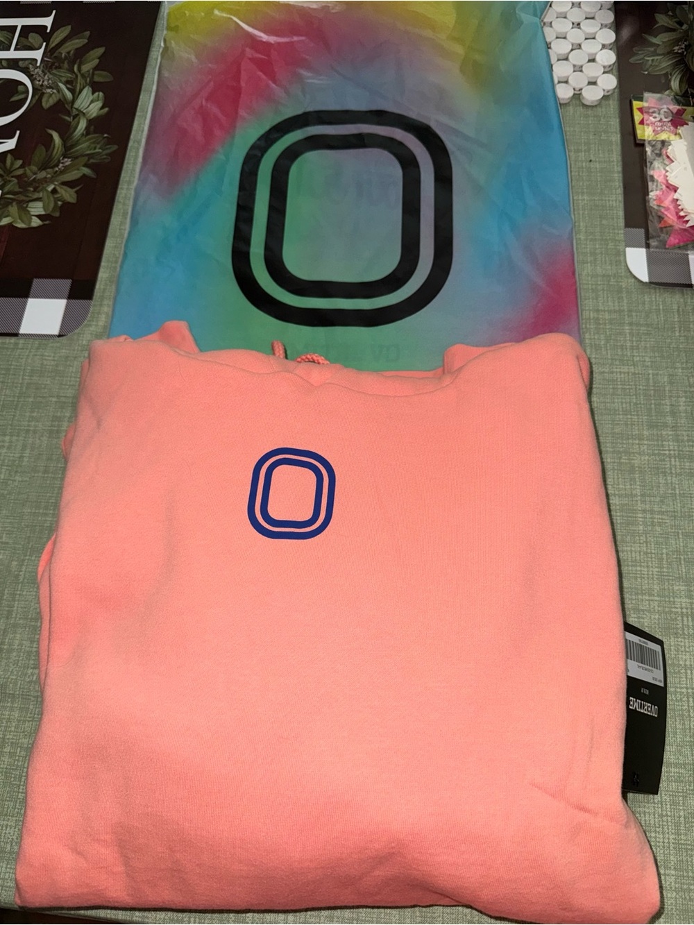 OVERTIME Coral Pink Men's Hoodie with Center Logo NWT Size XL